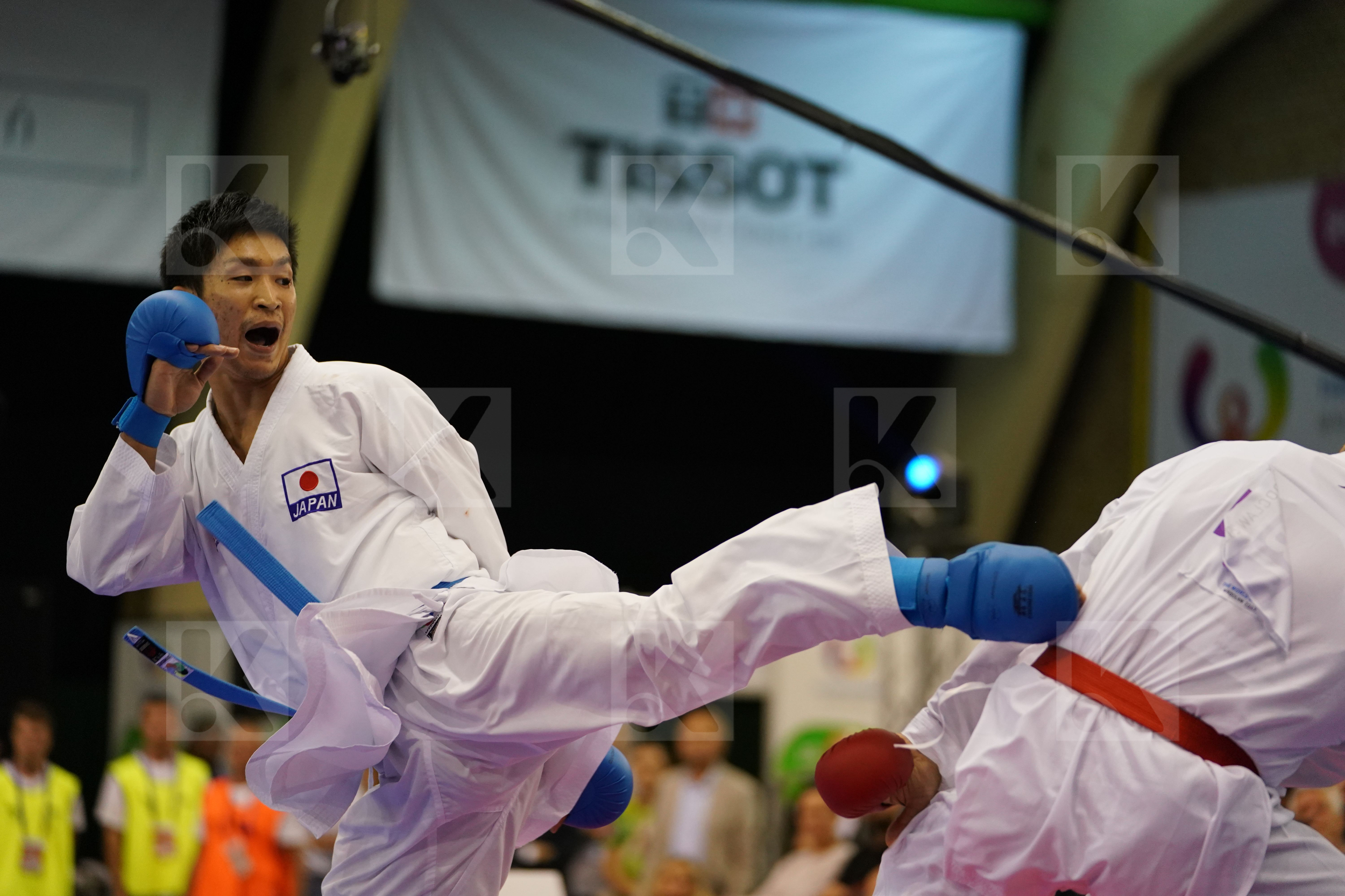 Araga Ryutaro Gold match Iran Islamic Republic of Japan Male Kumite -84kg Poorshab Zabiollah